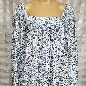 Lucky Brand, Size XXL, White Floral, Long Sleeve Blouse.